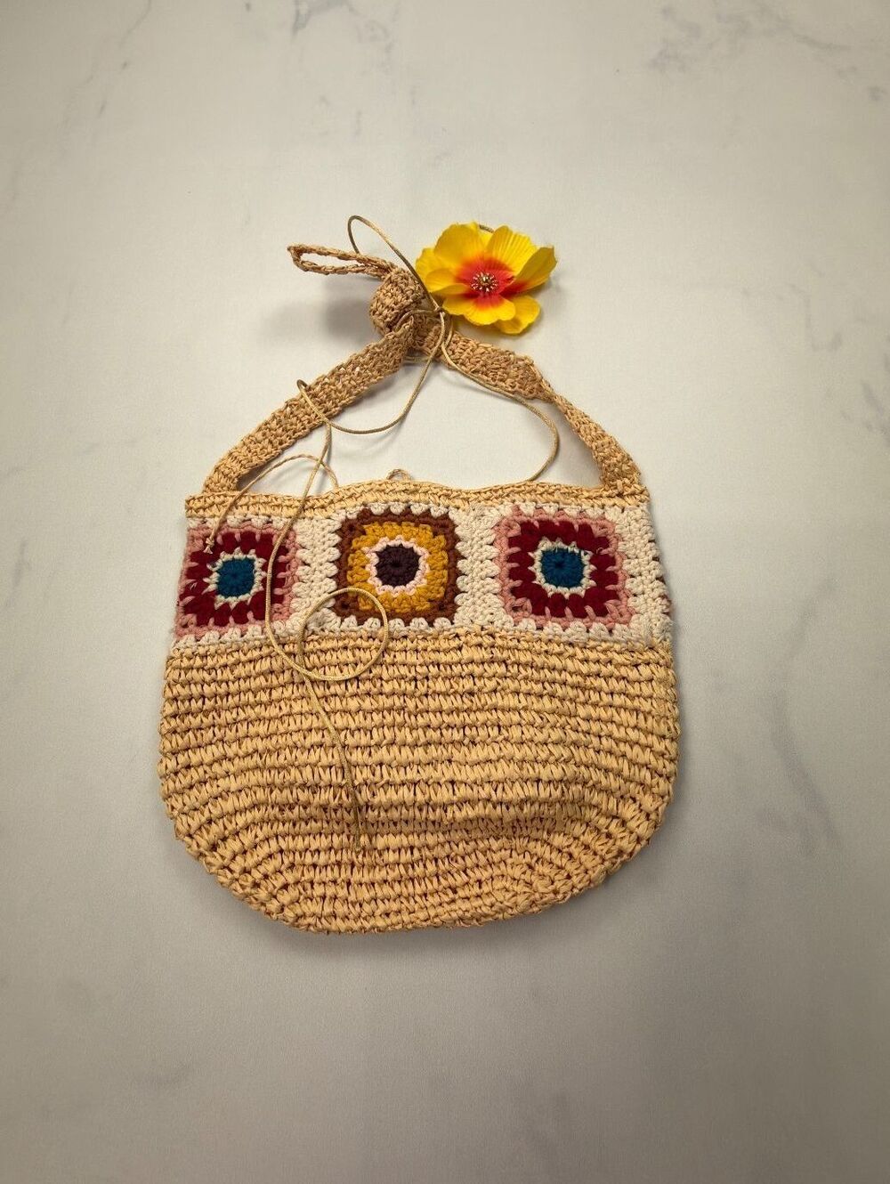 Zara Crochet Tote Bag Beige Y2K2000s Bohemian Indie - Womens